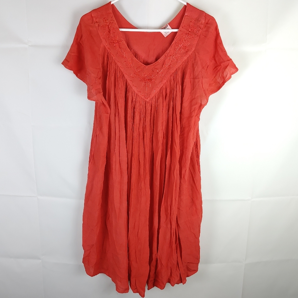 Belma Red Dress Womens OS Free Size Casual Indie Summer Hippie Boho Floral